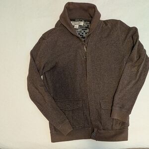 Brown Cardigan Button Up Sweater with High Collar